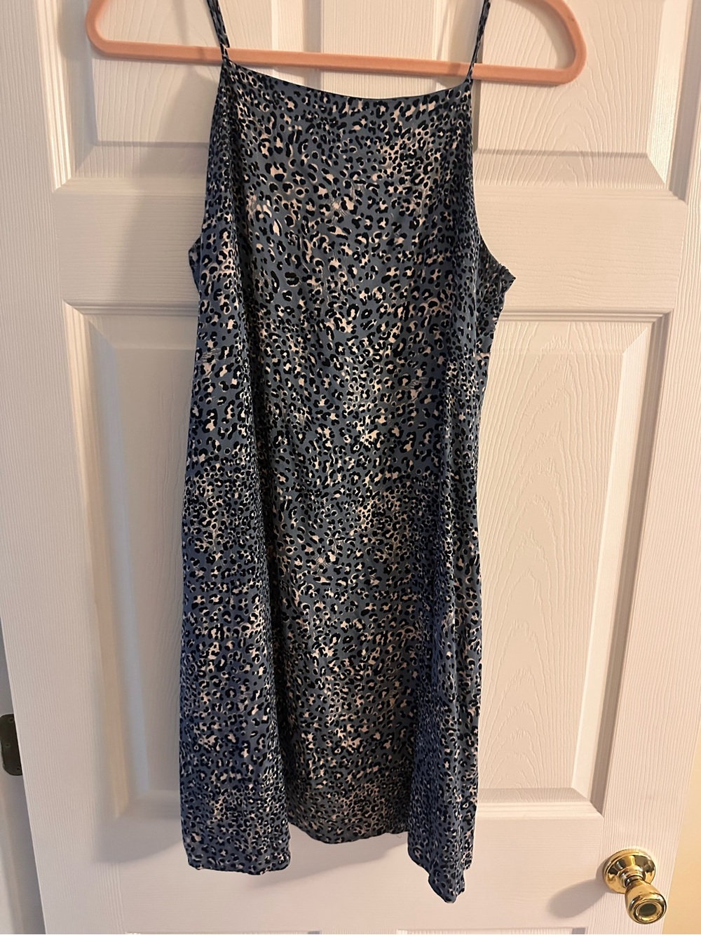 Blue Leopard Print Dress Size Large Tie Back